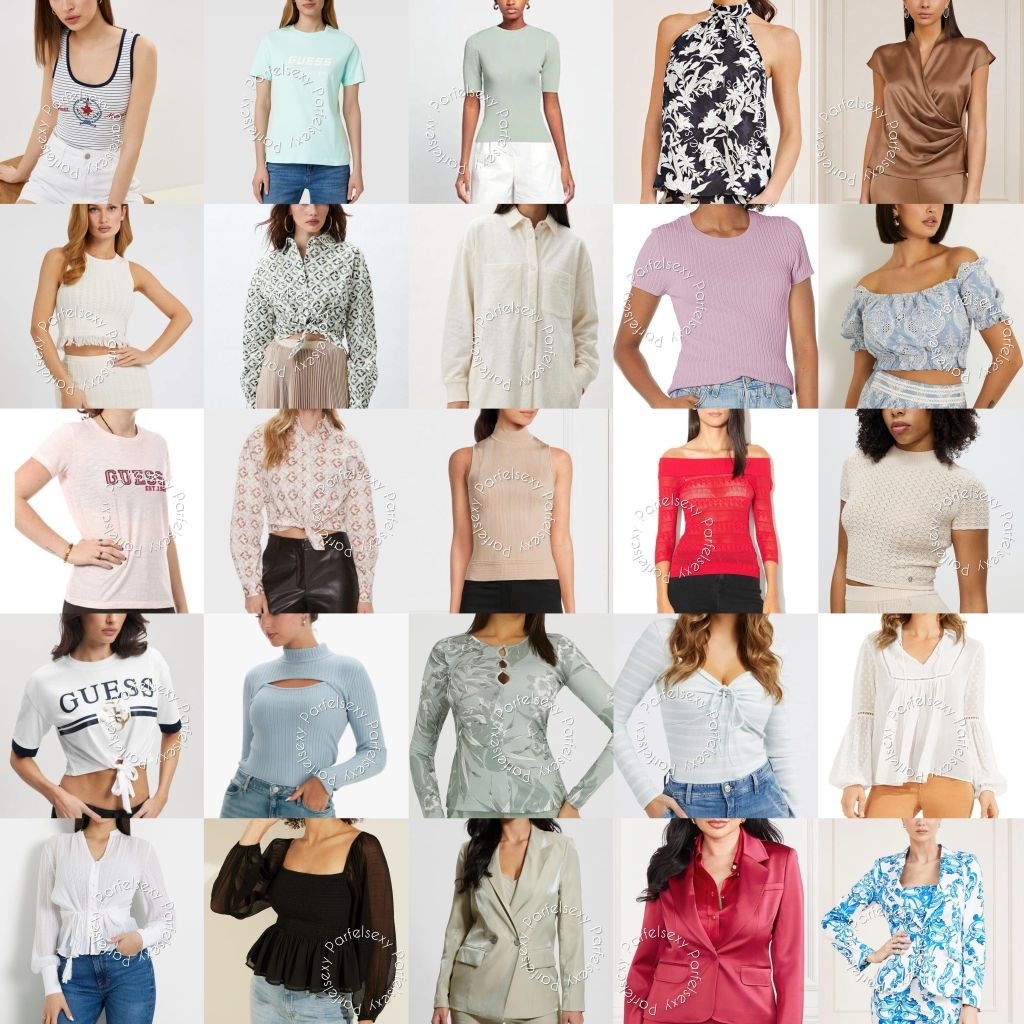 GUESS BAJU ATASAN LENGAN PANJANG PENDEK KAOS BLOUSE WANITA SIZE XS S M L