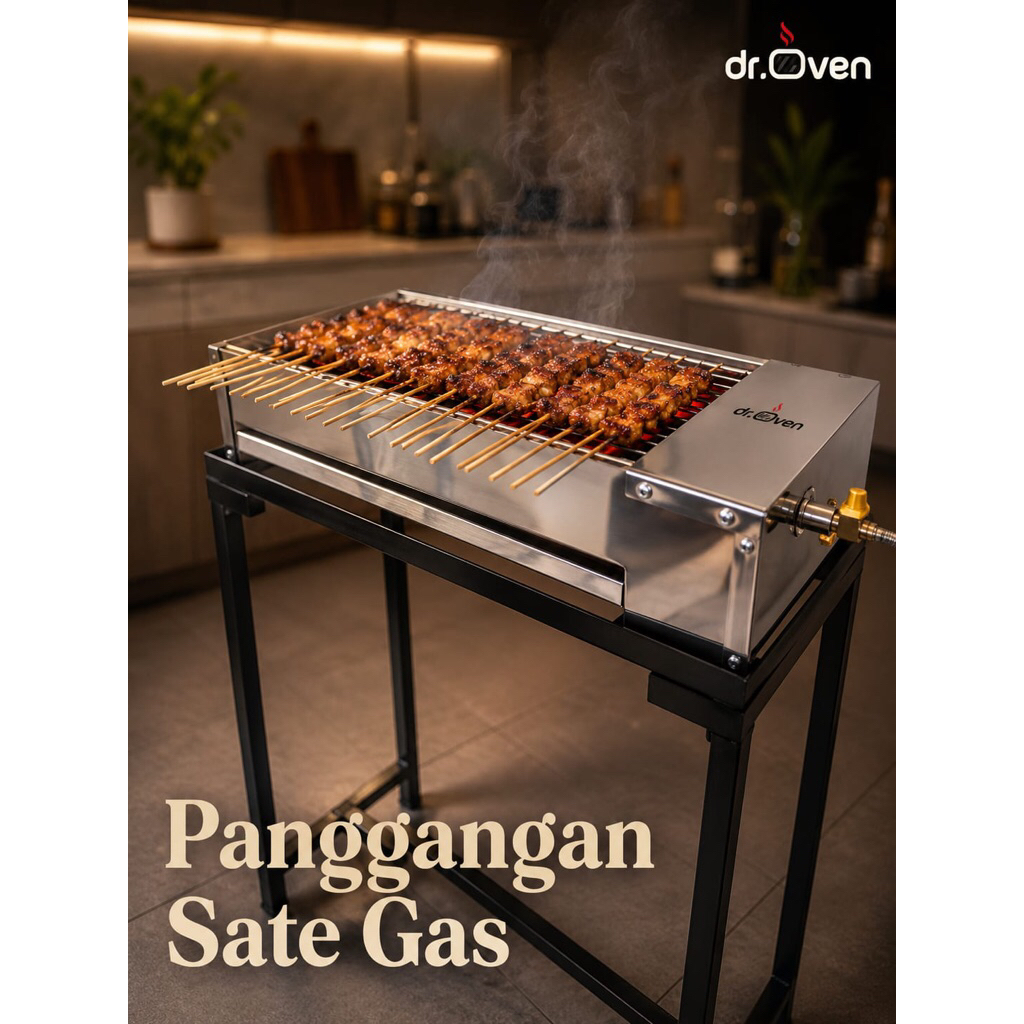 Panggangan Sate Gas Stainless + Kaki Panggangan