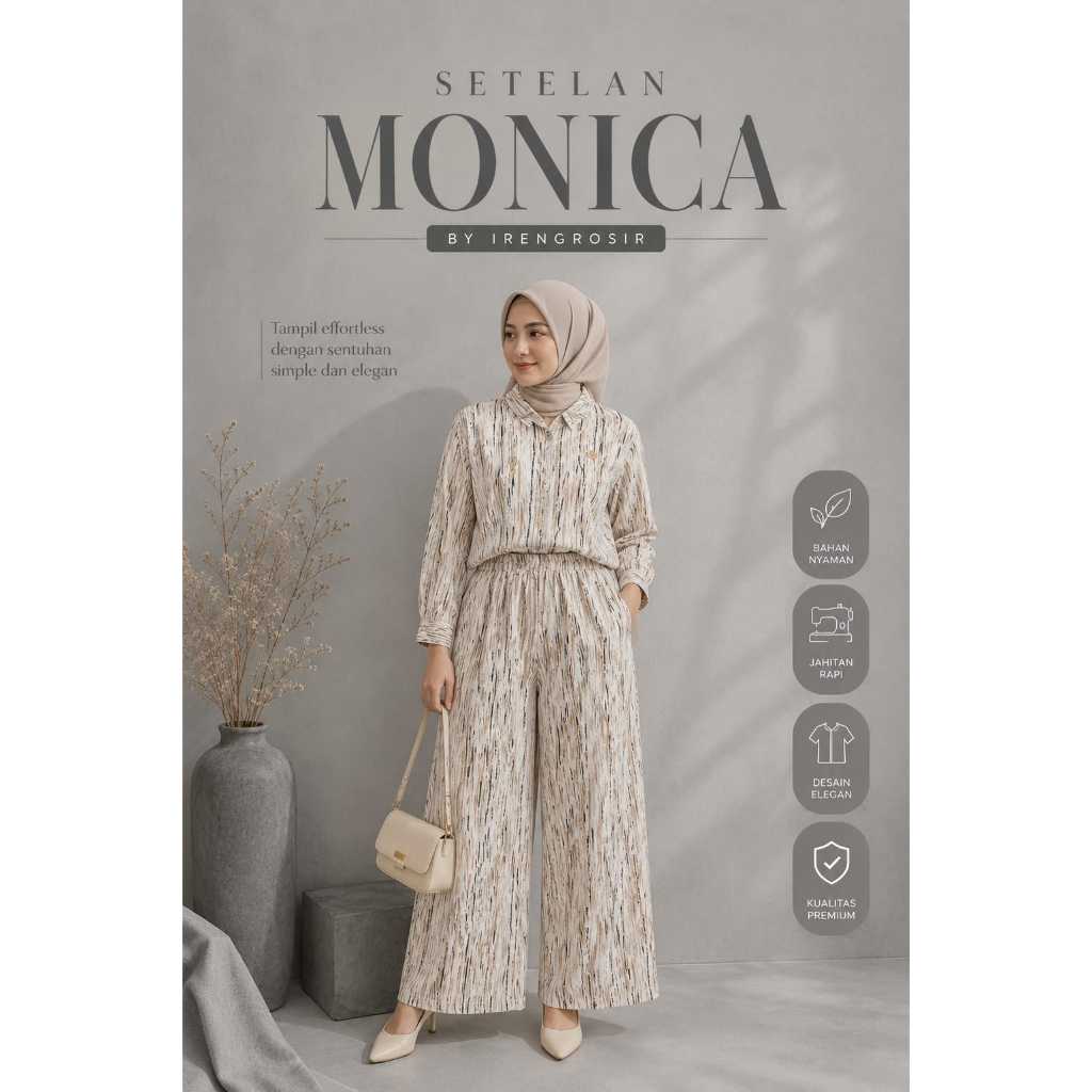 Setelan Monica Motif Serat Kayu - By Irengrosir