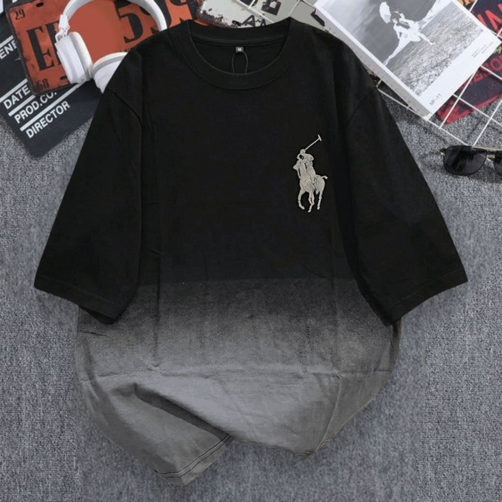 Kaos Baggy Polo Gradasi Wanita Lingkar dada 110cm Panjang baju 70cm Trendy Streetwear