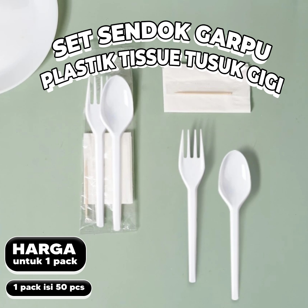 Set Sendok Garpu Plastik Isi 50 Pcs untuk Katering dan Acara