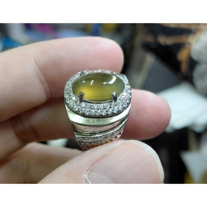 Cincin Batu Natural Idocrase Bio Solar Aceh IDC042 HQ Giwang Size Kantoran Ikatan Perak