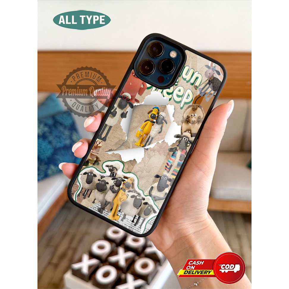 [MOTIF shaun the sheephe sheep] Case Glossy 2D/Hardcase Untuk Semua Type HP Iphone , Xiaomi, Oppo , 