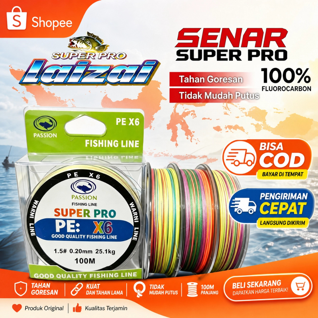 Senar Pancing PE X6 Senar Multifilamen PE Jalinan Kekuatan Tinggi (100M)