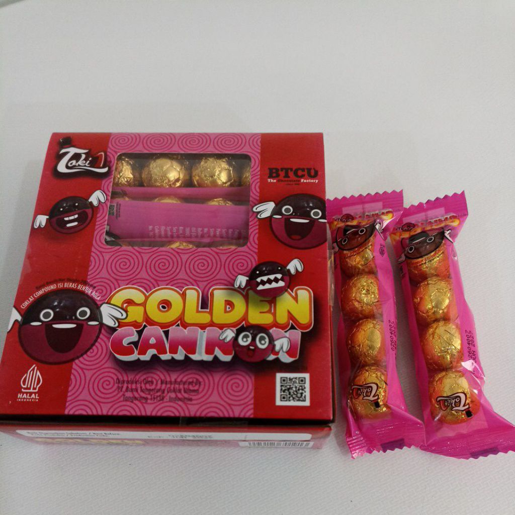 TOBELO GOLDEN CANON COKLAT COMPOUND BENTUK BOLA PER BOX ISI 8PACK X 5PCS