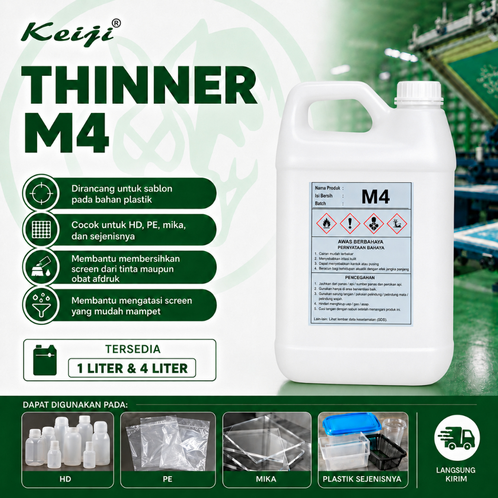 [THINNER SABLON PLASTIK] Keiji Thinner M4 - 1 dan 4 Liter | Jual thinner berkualitas tangerang | sab