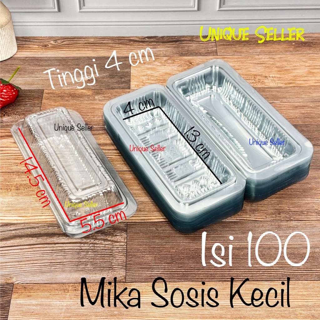[isi100] Mika Sosis Kecil MS-07 Bening PET Food Grade / Mika Wadah Sosis Hotdog Donat Mini isi 3 Cor