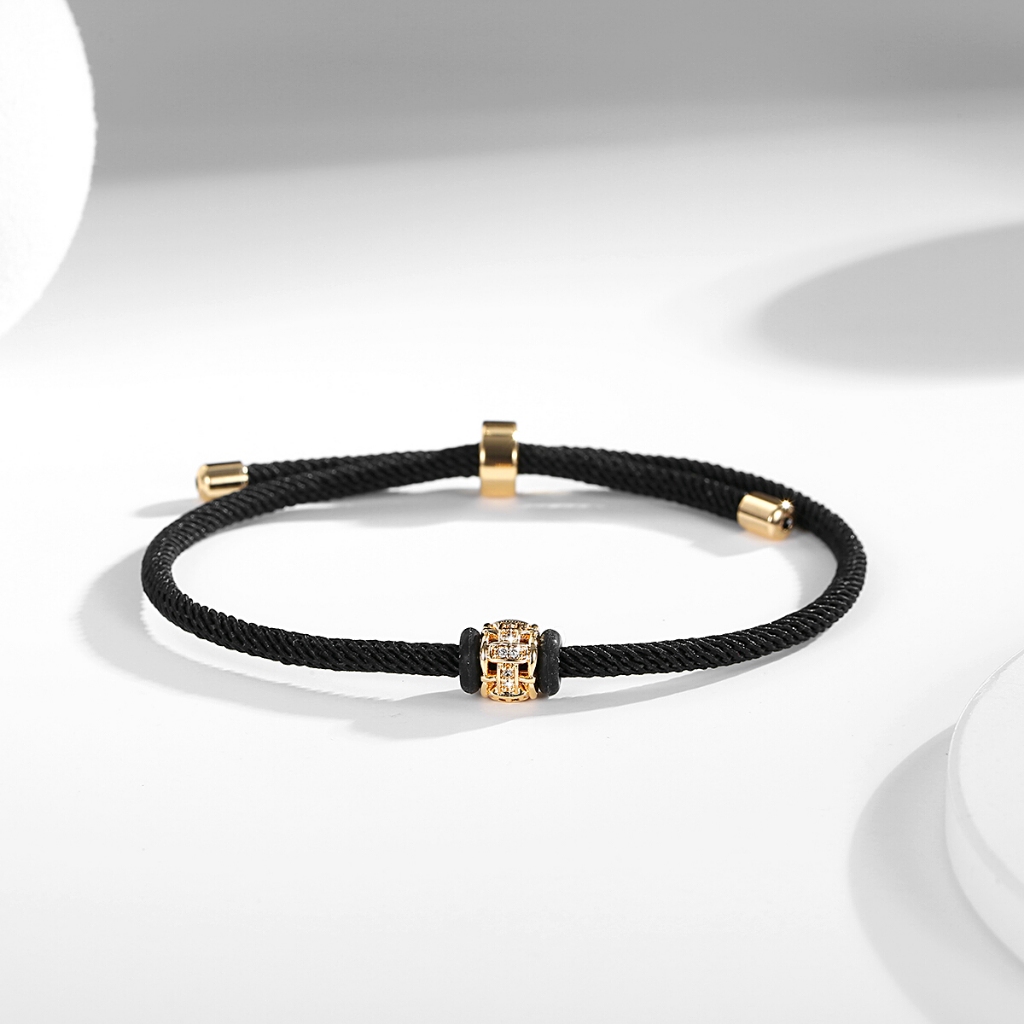Lanme Jewelry Gelang Titanium Wanita Anti Luntur Tali Kepang Retro Serbaguna Gelang Kristal Aksesori