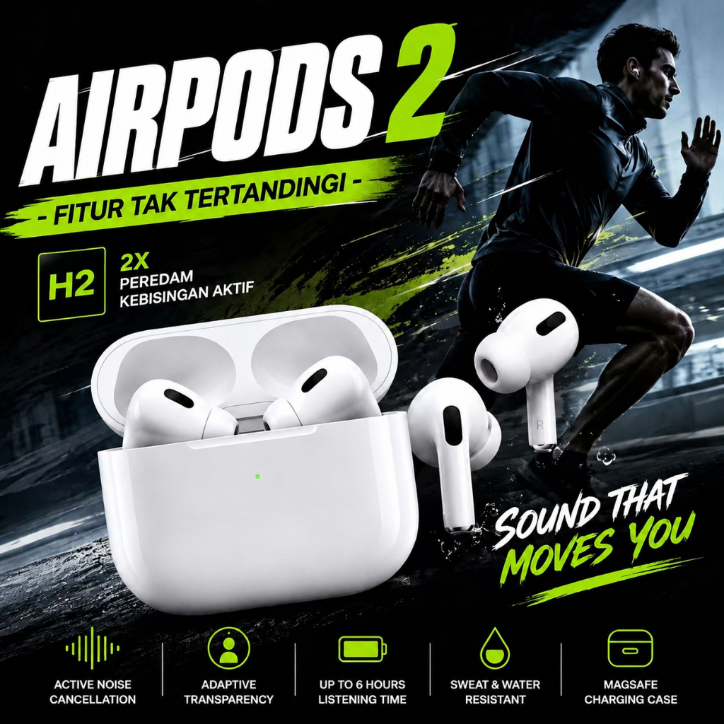 100% Original Wireless Bluetooth Earphone Iphone AirPods gen 3/Pro 2 ANC Sport Running Hyundai Water