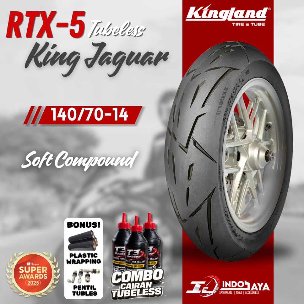 [FREE PENTIL] BAN TUBELESS SOFT COMPOUND KINGLAND RING 14 RTX5 ( 140/70-14 ) BAN DEPAN BELAKANG TUBL
