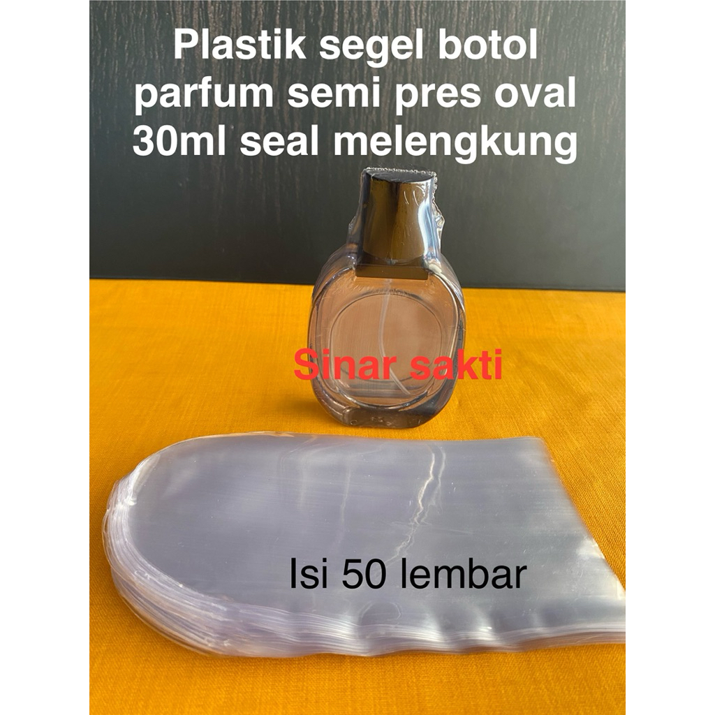 plastik segel botol parfum oval 30ml / plastik segel parfum kaca oval 30ml