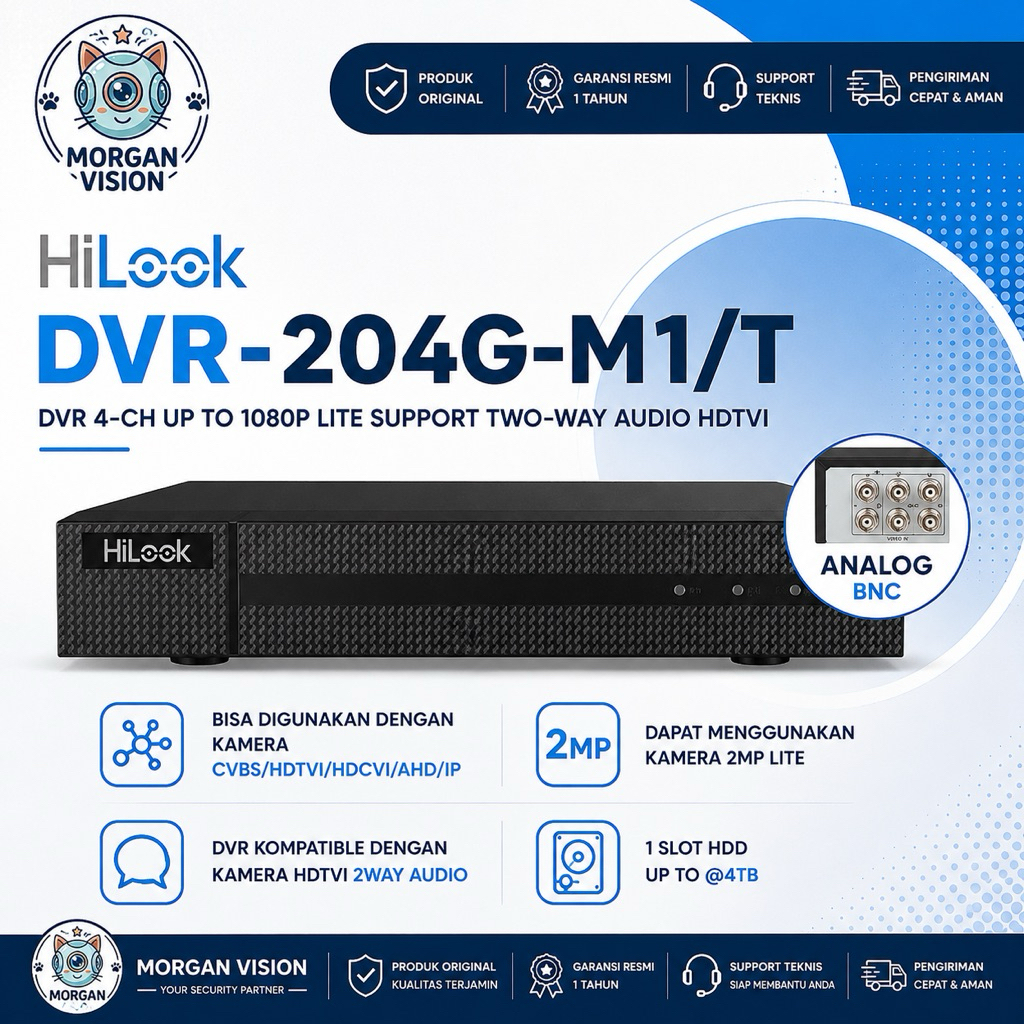 PROMO Hilook DVR-204G-M1/T DVR CCTV 4 Channel Support Audio 2MP HDD 4TB Original Garansi