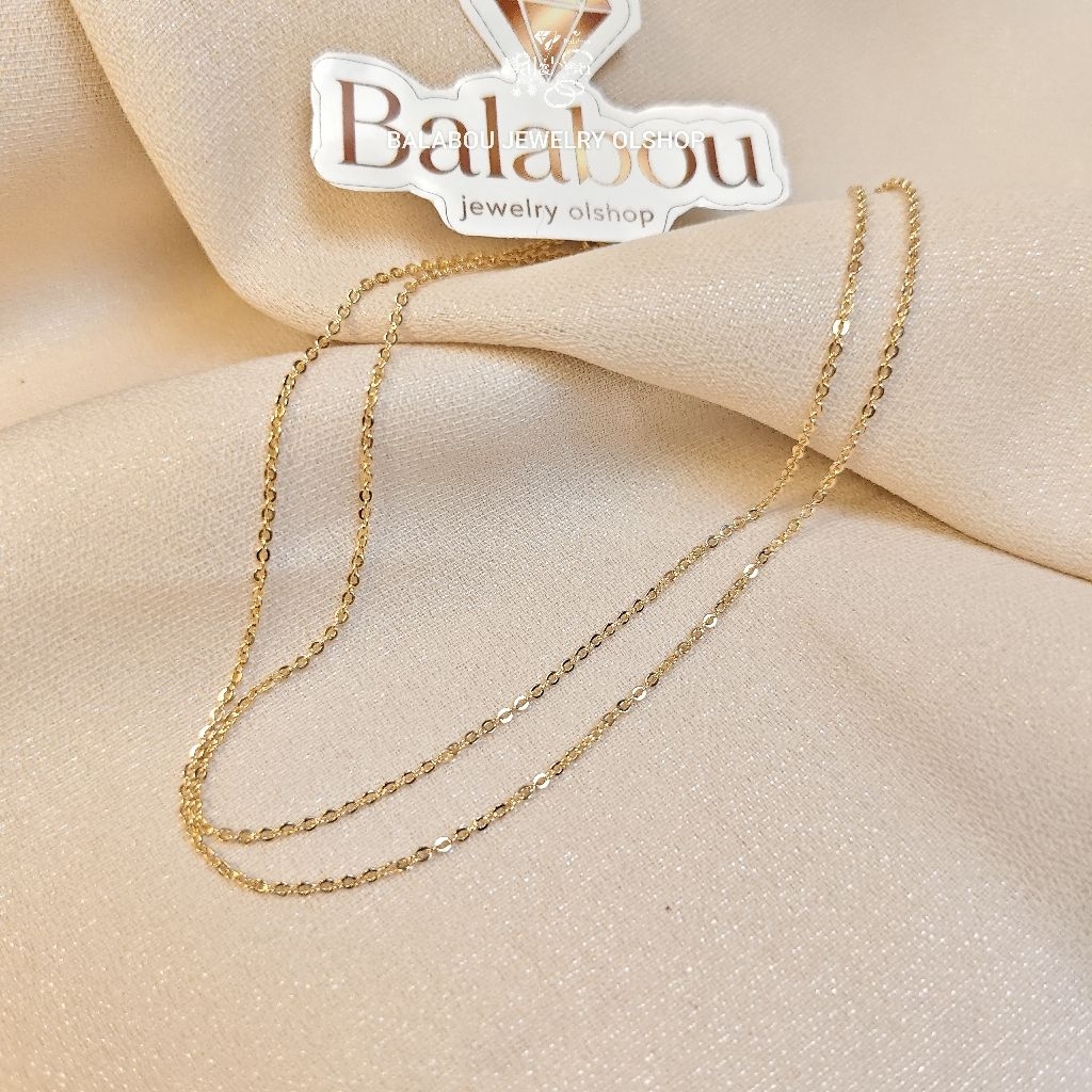 Kalung Rantai  Emas Imitasi Anti Karat - Model Tipis Elegan Kilau Mewah Balabou Jewelry