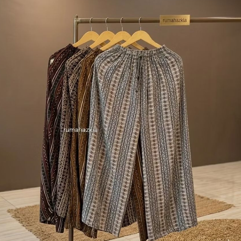 Celana Kulot Katun Rayon Motif Batik dan Gajah Ukuran Standar dan Super Jumbo