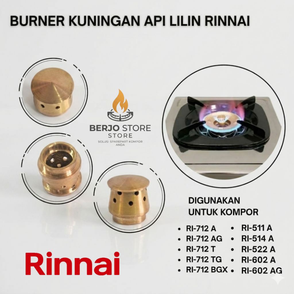 BURNER API LILIN RINNAI ORIGINAL / KOMPOR RINNAI TIPE A, TG, BGX / KOMPOR 2 TUNGKU