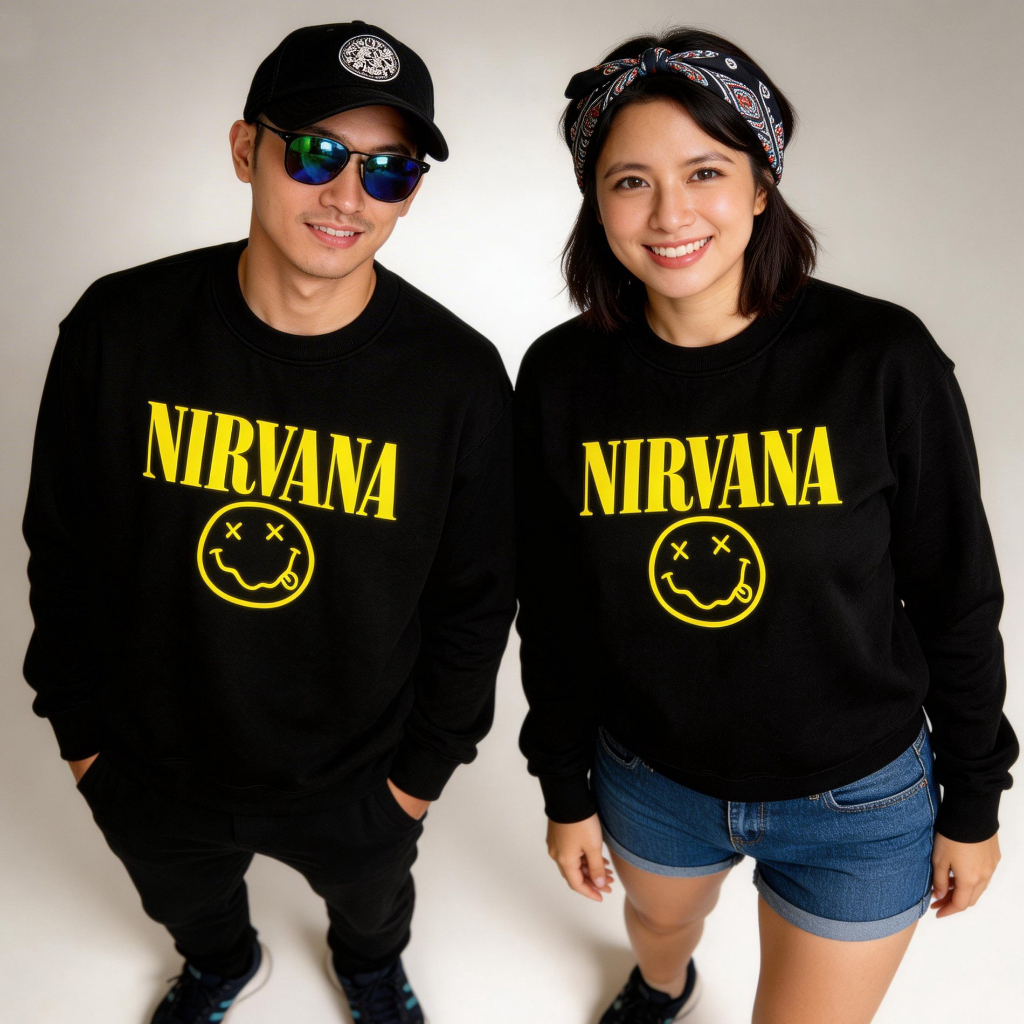 Sweatshirt Nirvana Band Crewneck Sweatshirt Bahan Katun Fleece