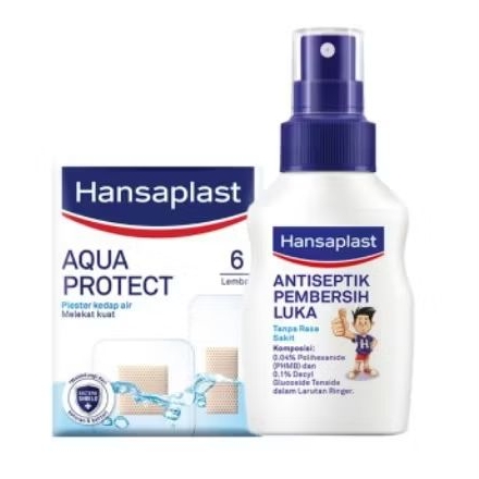 Paket Luka Hansaplast - 1pcs Hansaplast Spray Antiseptik 40ml + 1box Hansaplast Aqua Protect 6s - pe