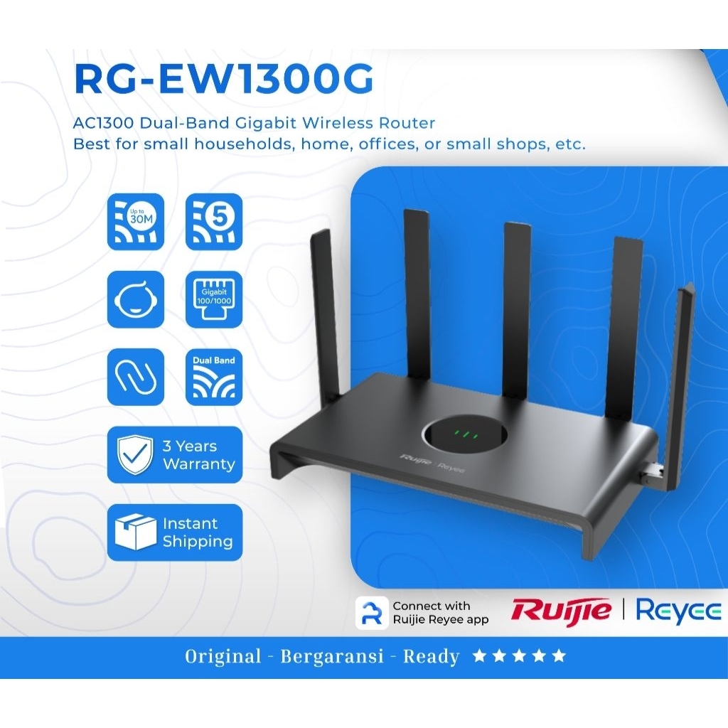 Ruijie Router RG-EW1300G AC1300 Mesh 5 Antena