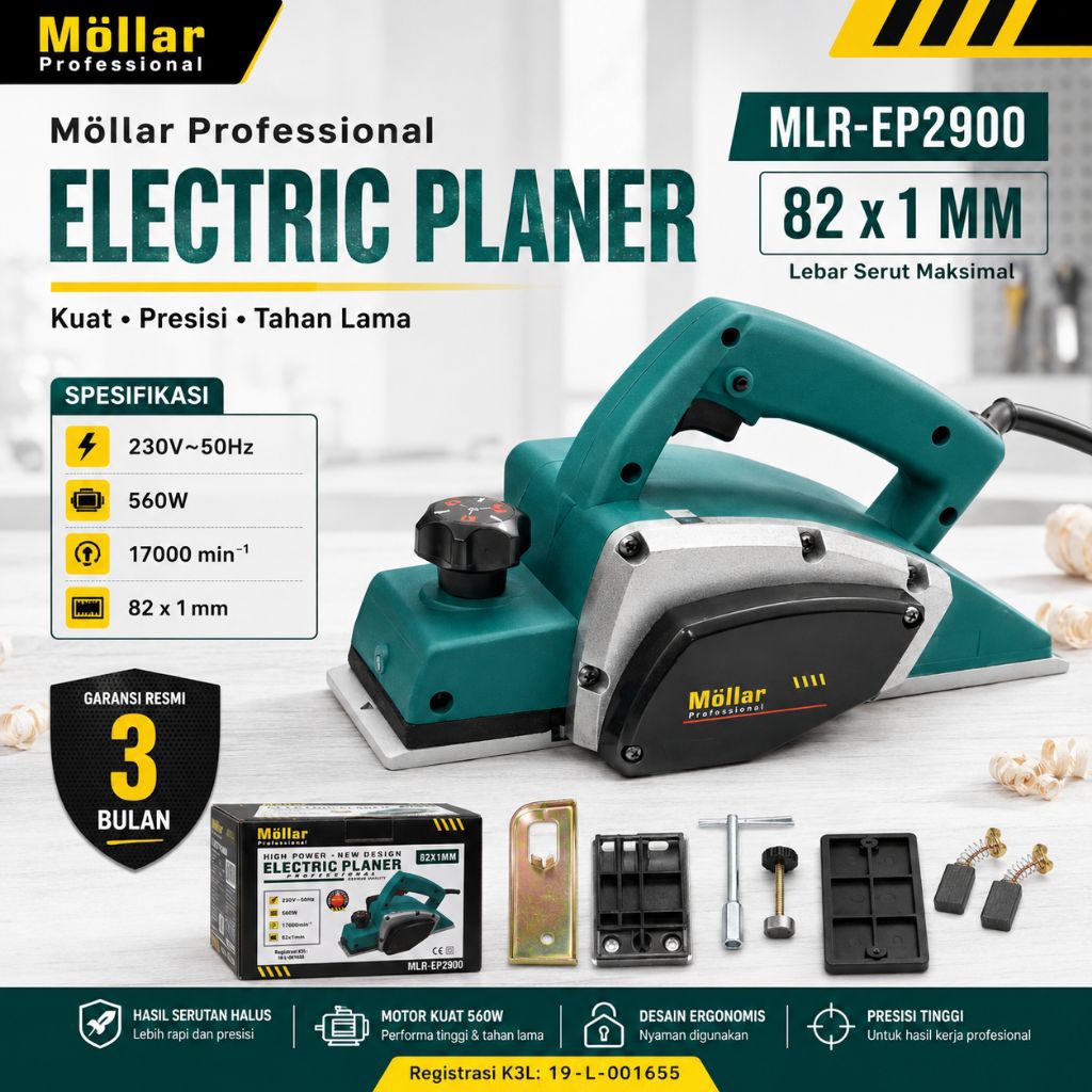 Mesin Pasah Kayu mata TCT MOLLAR EP2900 Planer Serut Ketam Planner