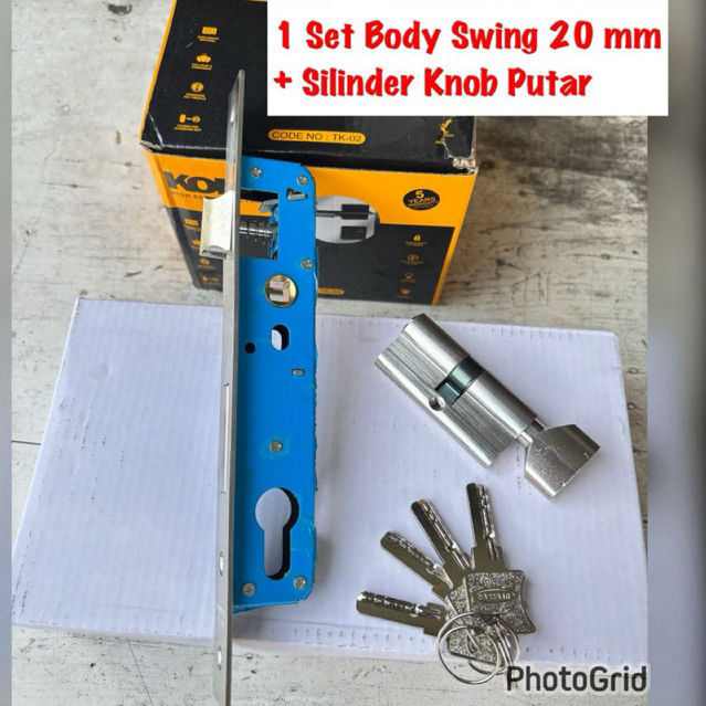 BODY KUNCI PINTU ALUMUNIUM 20 MM 30 MM + CYLINDER KUNCI PINTU/ body swing 20 mm plus silinder kunci 