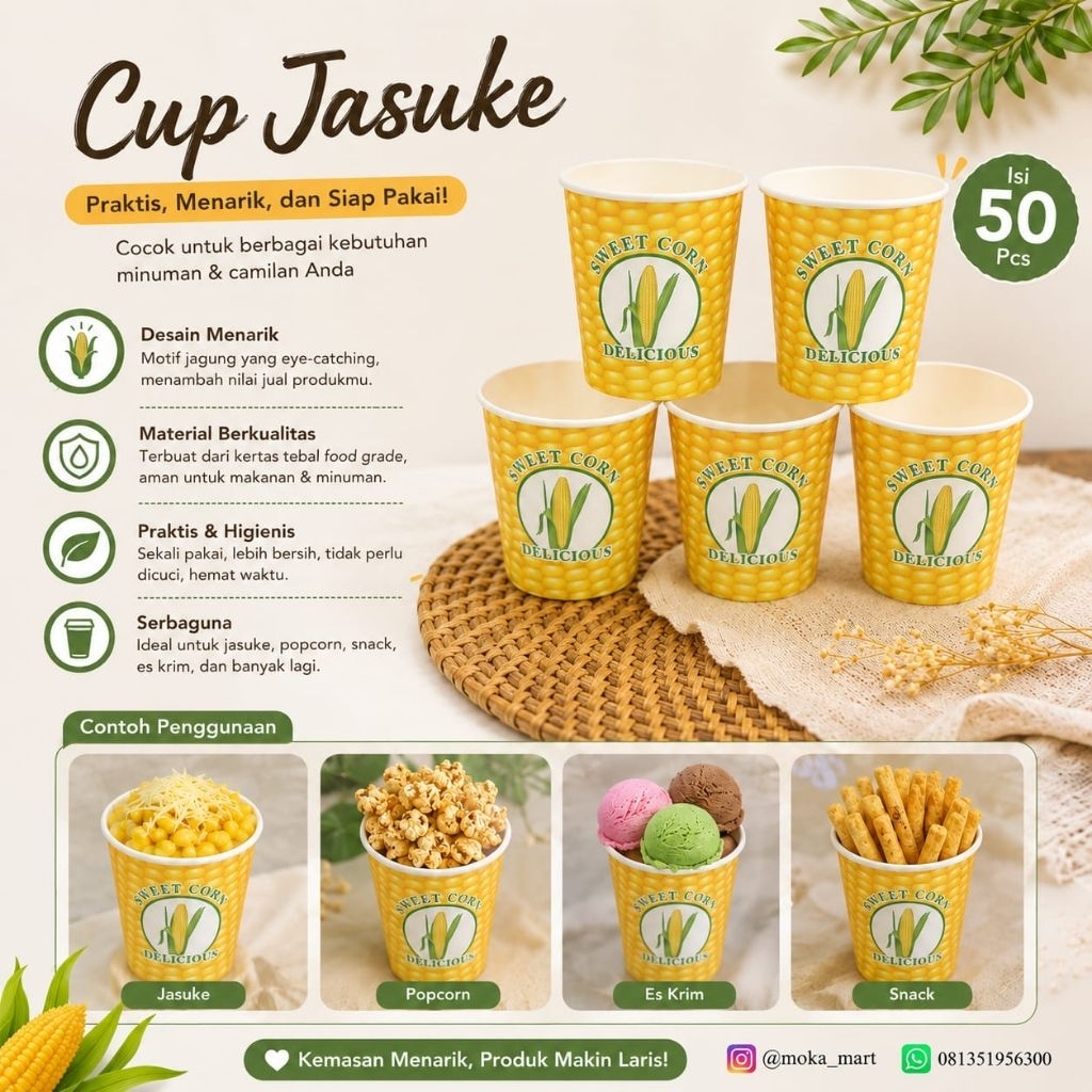 Jasuke Paper Cup 6,5oz Motif Jagung @50pcs