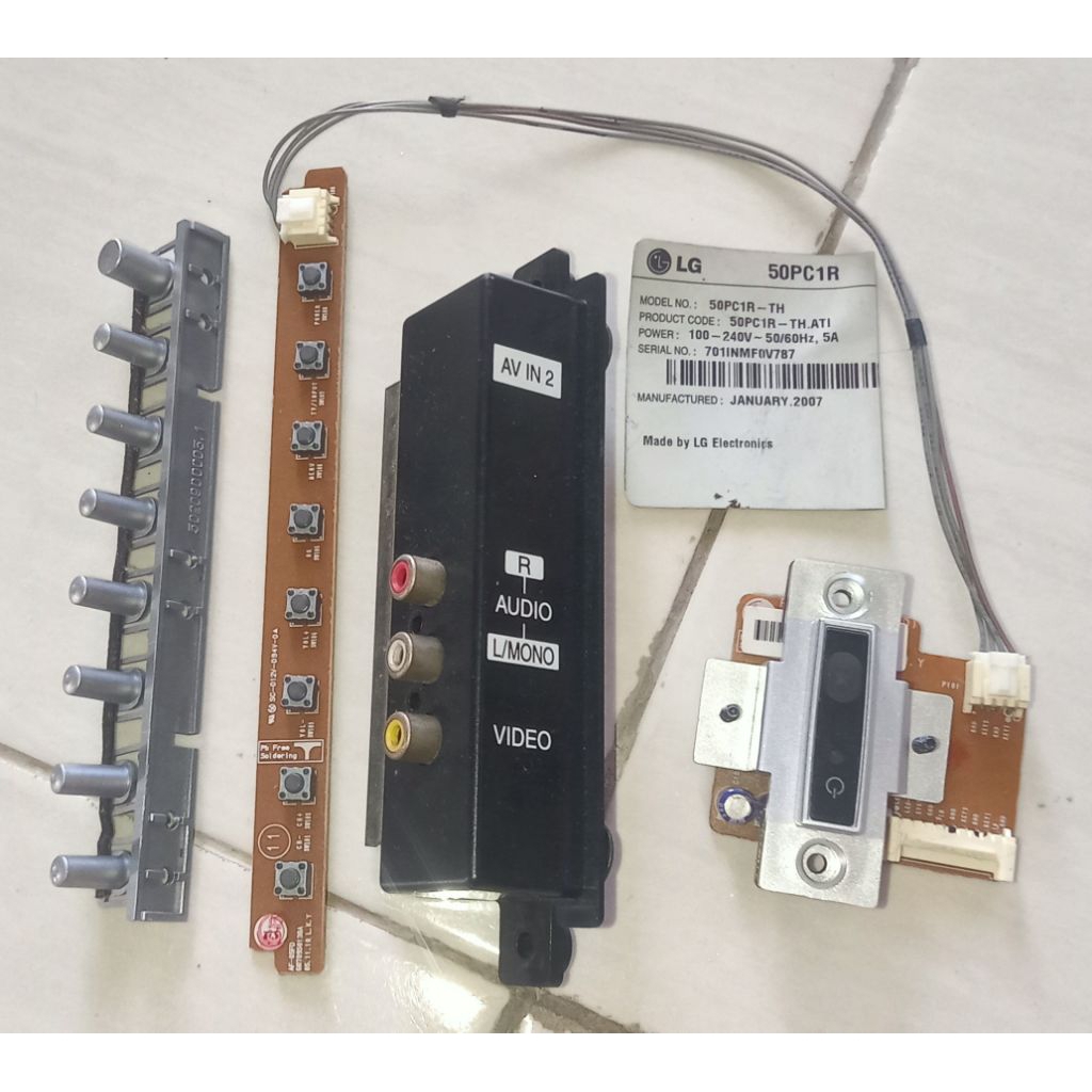 1 Paket (Switch Tombol + Sensor Led + Blok RCA) TV LG Plasma seri 50PC1R-TH