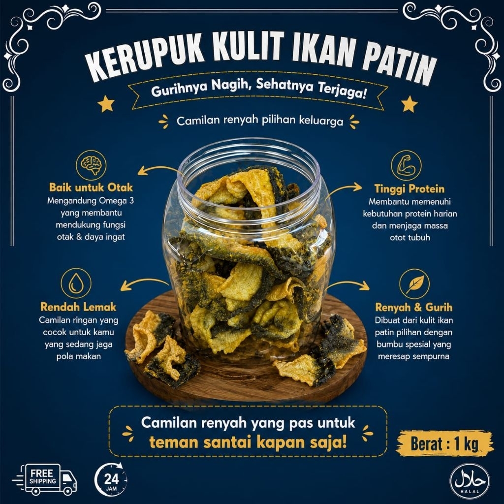 Kerupuk kulit ikan patin mentah 1kg