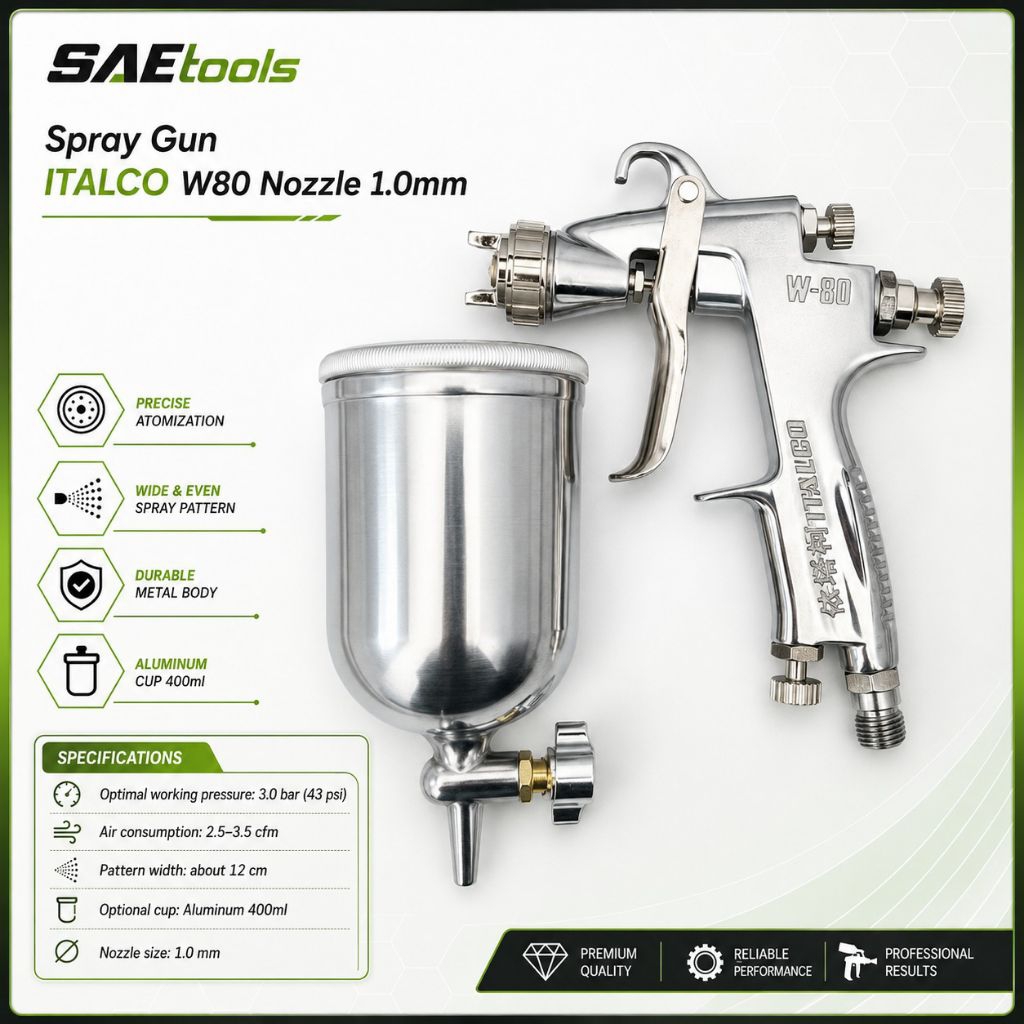 SAE Tools Spray Gun Italco W80 Nozzle 1.0mm High Quality Cup 400ml