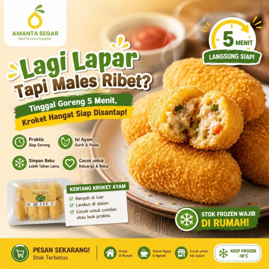 Kentang Kroket Ragout Ayam 1 Box isi 6-7 Kroket Stock Cemilan Gurih Enak Wajib di Rumah Bikin Ketagi