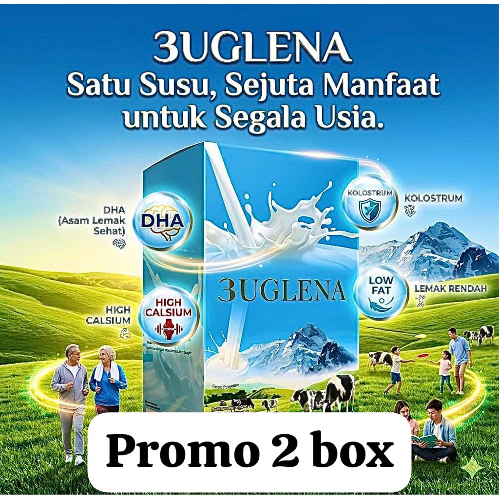 3uglena Susu bubuk Kolostrum  sapi  tinggi kalsium DHA Obat Diabetes Kolestrol Hipertensi Tulang nye