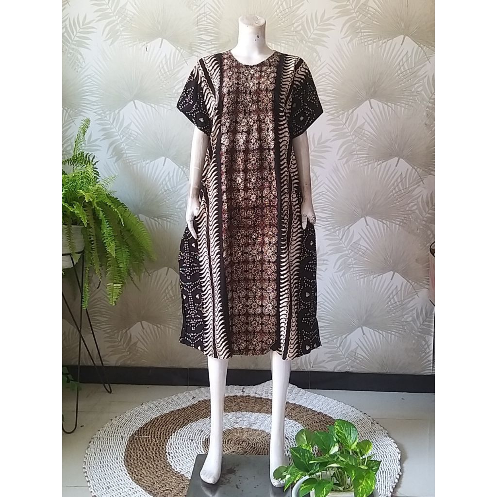 PRIMTA Daster Lowo Sogan Batangan Ld 130 Pb 115 Jumbo Busui Terbaru Dress Wulu Batik Pekalongan Rayo