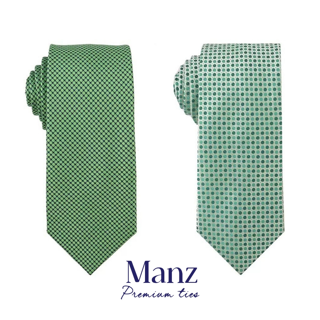 Manz Collection - Dasi panjang pria formal hijau muda hijau mint bermotif premium