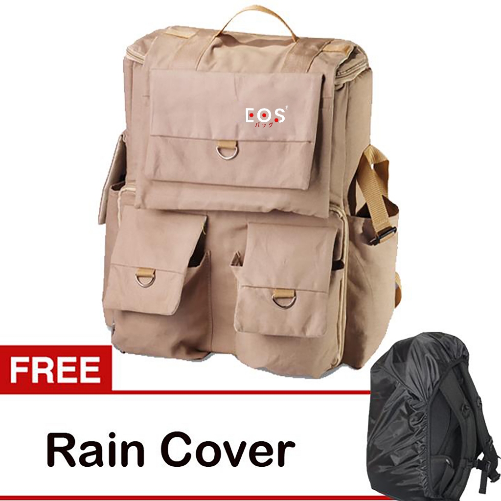 Tas Kamera Ransel DSLR krem (COD)