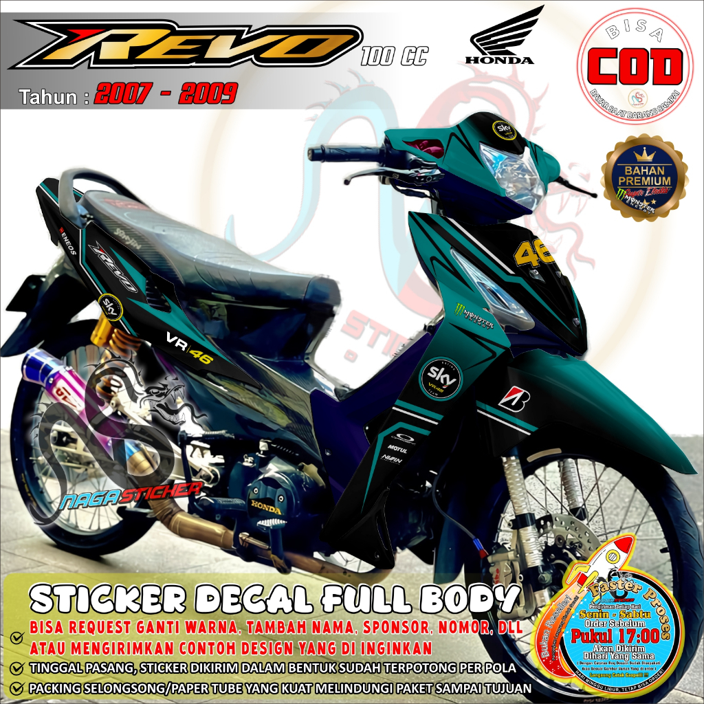 Decal Sticker Full Body Honda Revo Lama 100cc 2007-2009 Kode NS12104 Bisa Custom