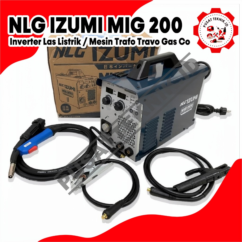 Mesin Las Listrik IZUMI MIG 200 Electrik Welding Machine Gasless MIG-200 Trafo Travo Alat Pengelasan