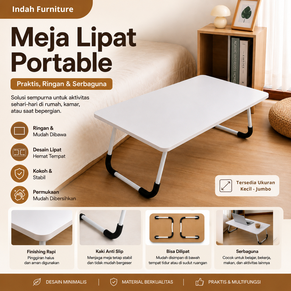 Meja Lipat Belajar Jumbo Meja Belajar Portable Meja Belajar Lipat Minimalis Aesthetic