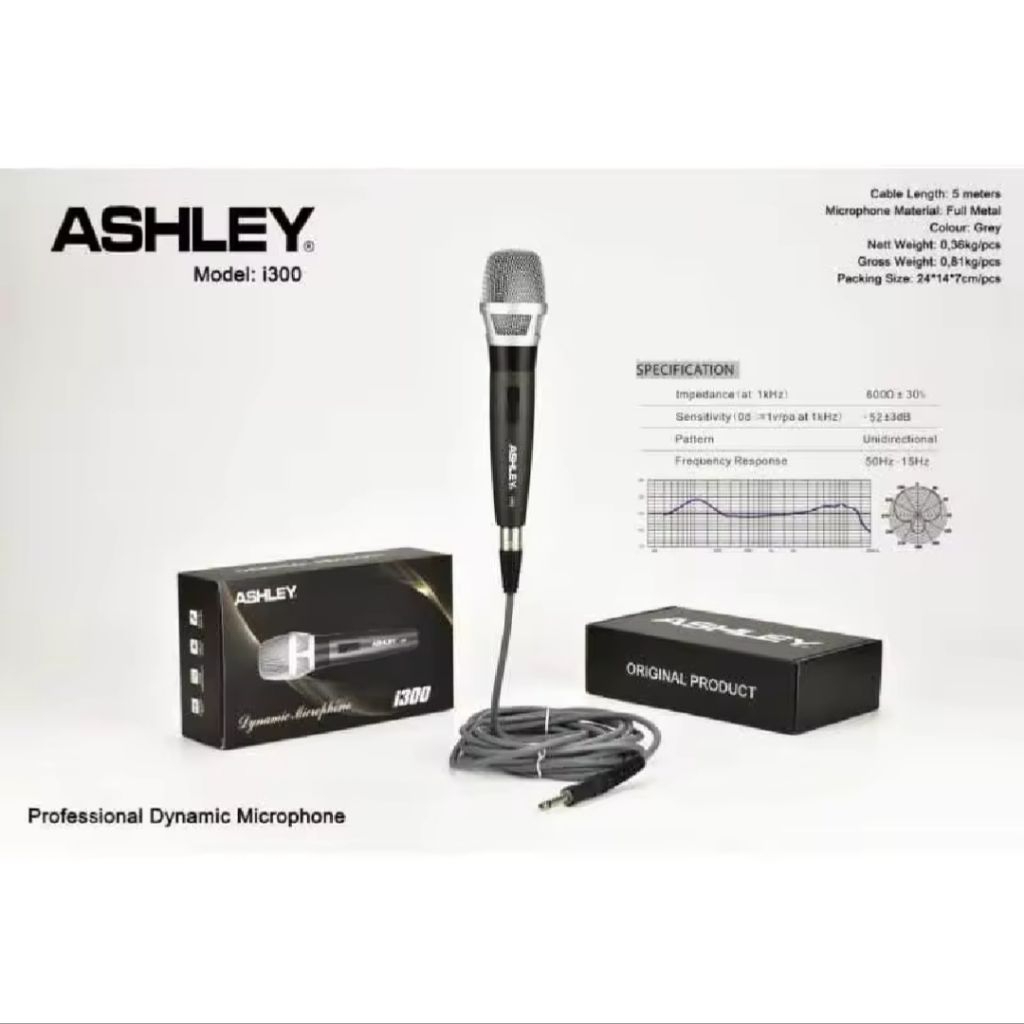 MIC KABEL ASHLEY I300 / I300 ORIGINAL MICROPHONE ASHLEY I300