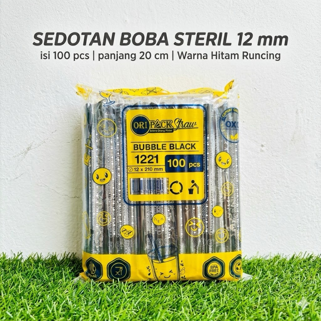 Sedotan BOBA 12 mm | Sedotan Steril | Pipet Boba 12mm | Sedotan Cover | Sedotan Runcing
