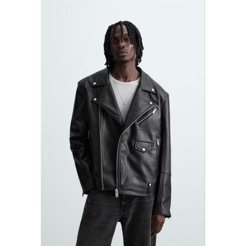 Jaket Bikers Leather ZARA MAN Size M
