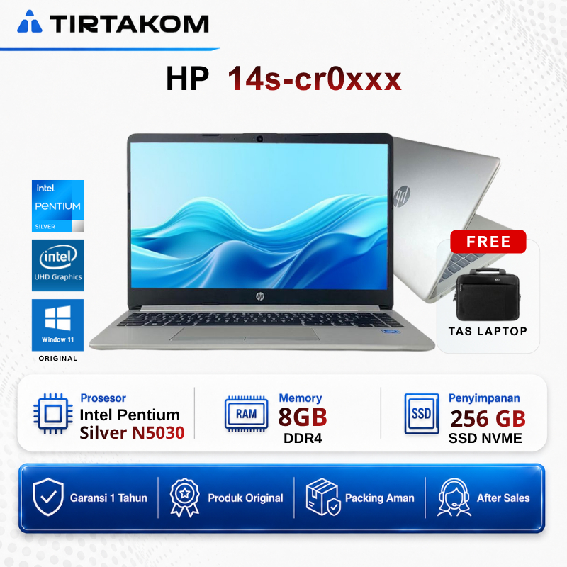 LAPTOP HP 14S Pentium Silver N5030 RAM 16GB SSD 256GB 14" Intel UHD Graphic Windows 11 - LAPTOP PELA