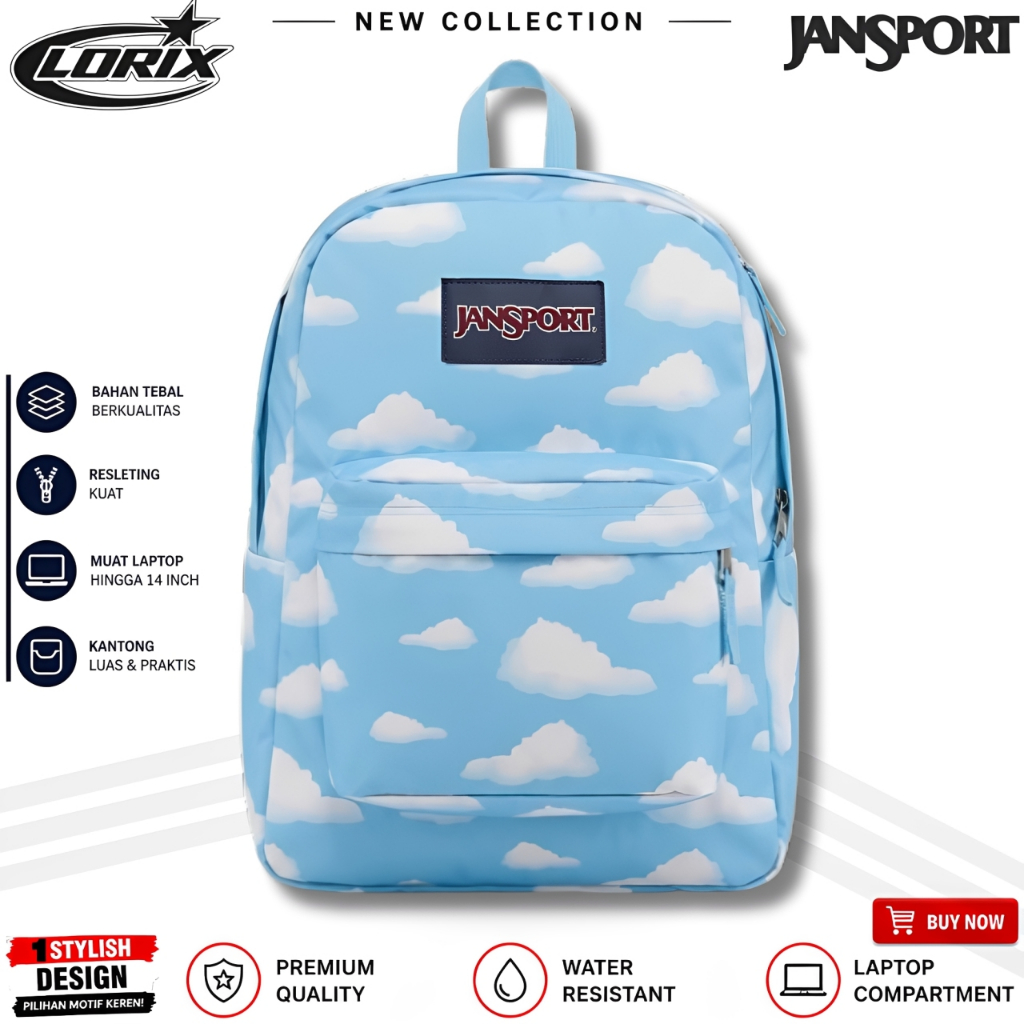 [REALPICT] - JANSPORT TAS RANSEL SKY BLUE/AWAN BIRU BACKPACK SCHOOL SUPERBREAK - TAS RANSEL JANSPORT