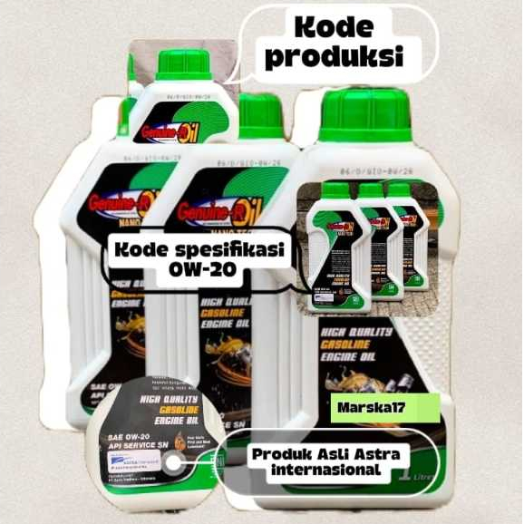 Genuine Oli Mesin Daihatsu Astra Genuine R Oil NANO TECH SAE 0W-20 API SN Produk Original Astra