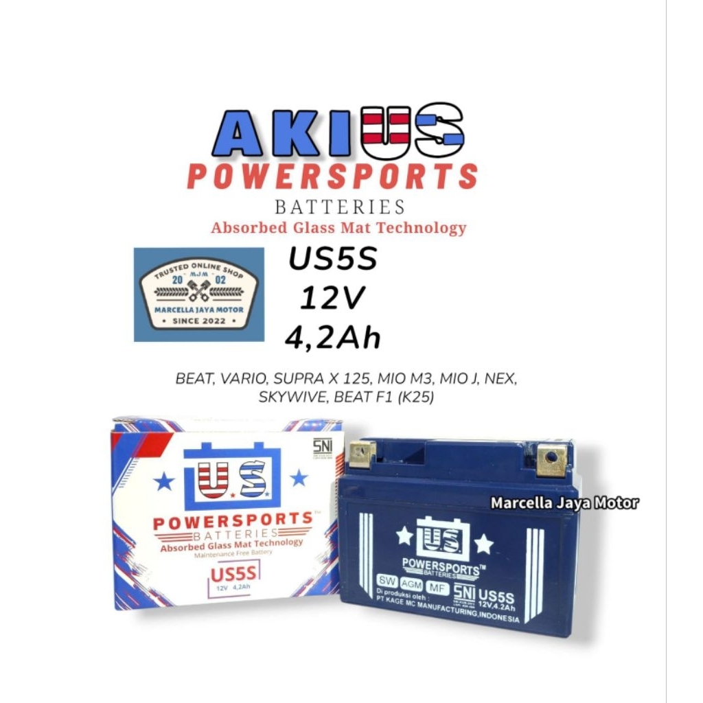 1 pcs AKI US POWER SPORT US5S / GTZ5S / YTZ5S FULL KERING AKI US POWERSPORT ORIGINAL AKI MOTOR BEAT 