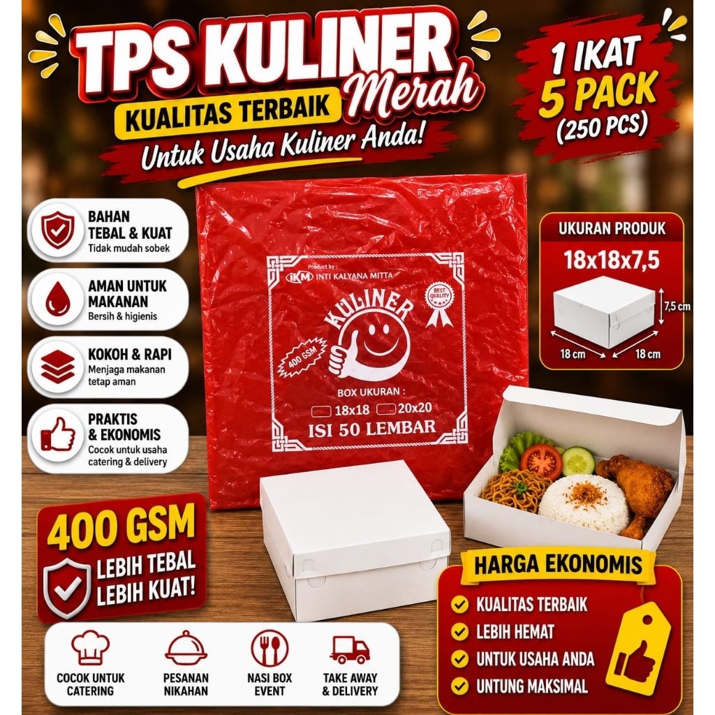 Dus Box Nasi 18x18 / Dus Catering Putih 18x18 400Gram Isi 50 Pcs