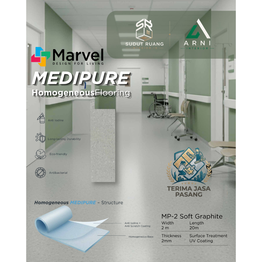 MEDIPURE HOMOGENEOUS FLOORING  Lantai Vinyl Rumah Sakit Anti Bakteri | Homogeneous Flooring Premium 