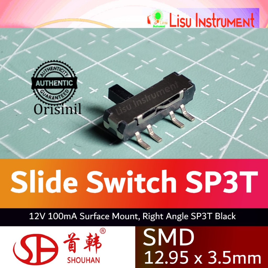 SMD Miniature Slide Switch 12V 100mA Surface Mount Right Angle SP3T Black SHOUHAN Original