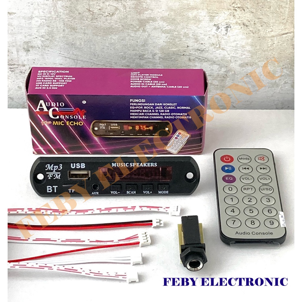 Modul KIT MP3 USB Bluetooth + Soket Mic Karoke