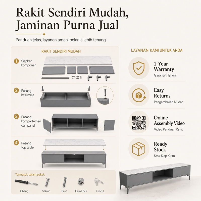 NYAMAN Meja TV Minimalis Lemari TV Modern dengan Desain Rak Tv Elegan dan Multifungsi