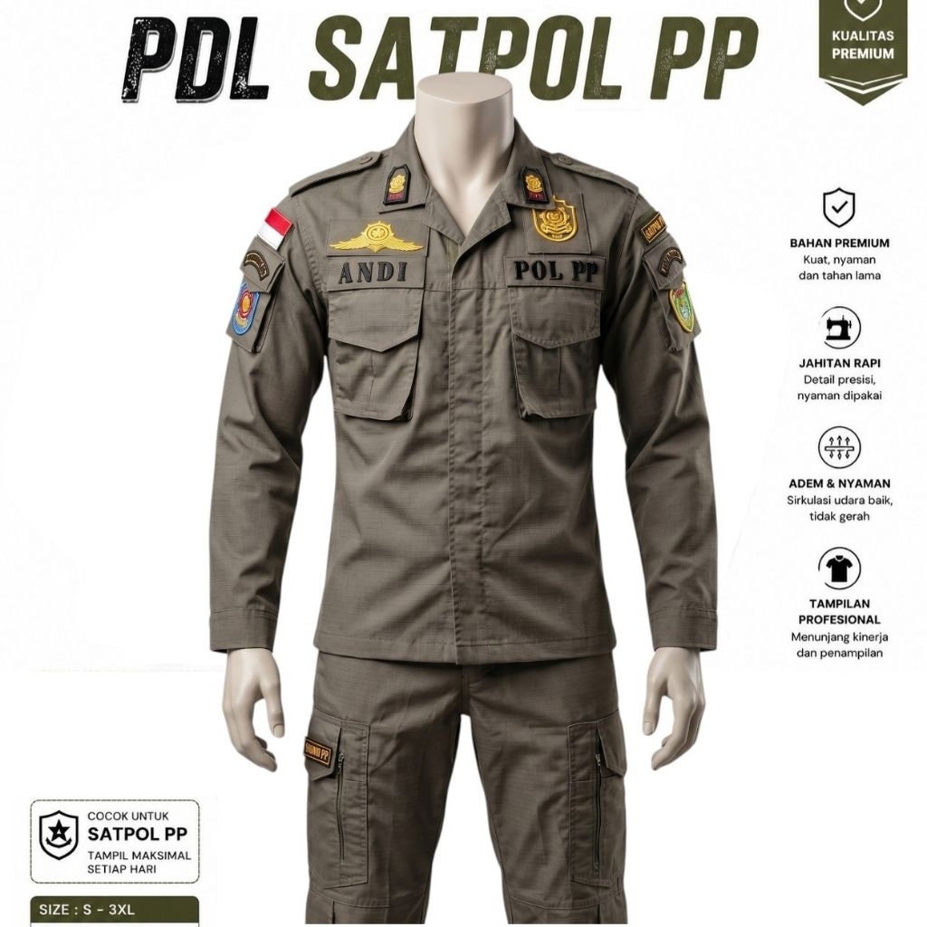 SERAGAM PDL POL PP LENGKAP LOGO