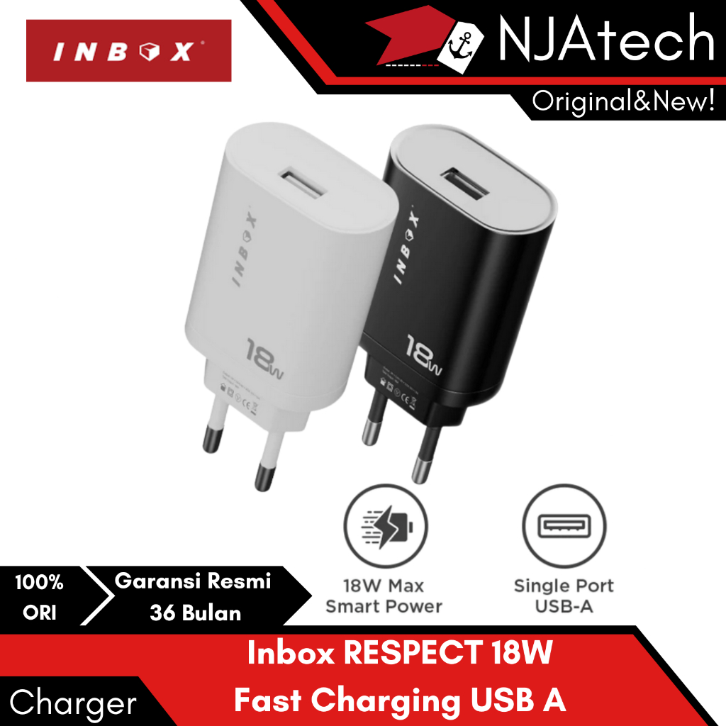Inbox Respect Charger 18W Fast Charging QC 3.0 Qualcomm 3.0 USB A ALL TYPE HP